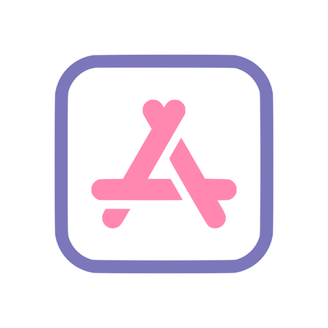 An App Store icon drawn with heart-shaped strokes