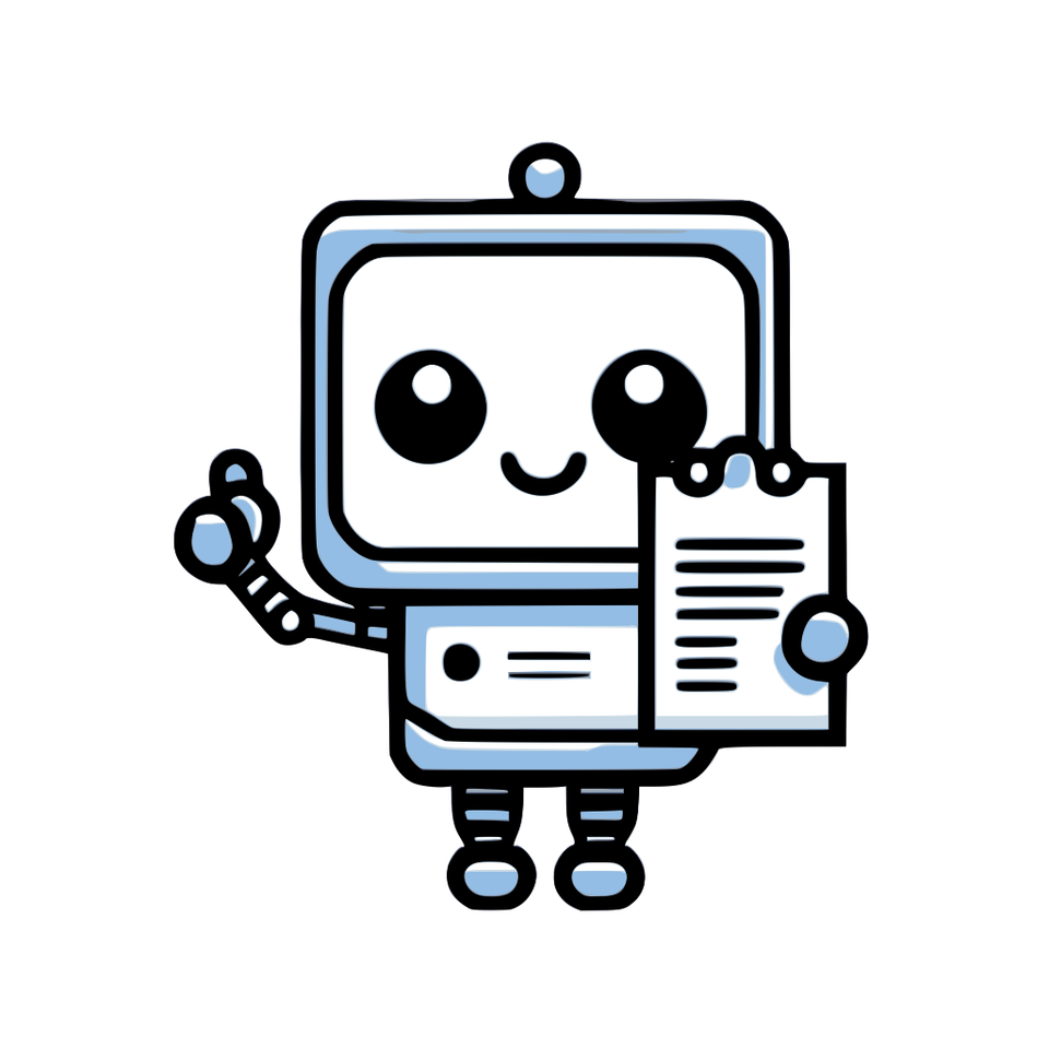 HappinessPal - a friendly, cheerful robot holding a checklist